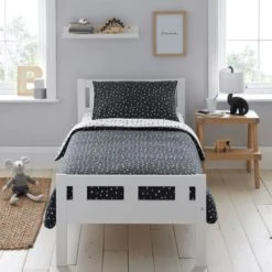 Dunelm Jersey Monochrome Spotted 100% Cotton Cot Bed / Toddler Duvet Cover and Pillowcase Set Reversible, Duvet Cover Sets -All Kids And Nursery Sales 2024 1000182135 alt01