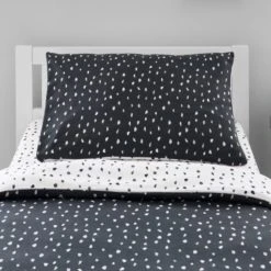 Dunelm Jersey Monochrome Spotted 100% Cotton Cot Bed / Toddler Duvet Cover and Pillowcase Set Reversible, Duvet Cover Sets -All Kids And Nursery Sales 2024 1000182135 alt03