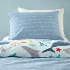 The Edited Life Protect our Seas Blue 100% Organic Cotton Duvet Cover and Pillowcase Set Boho, Patterned, Light Blue -All Kids And Nursery Sales 2024 1000182138 alt03