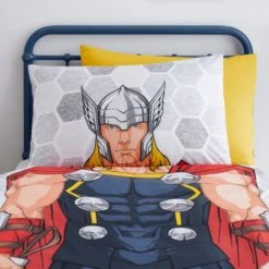 Dunelm Marvel Thor Reversible Duvet Cover and Pillowcase Set Duvet Cover Sets, Polycotton, Patterned -All Kids And Nursery Sales 2024 1000182142 alt03
