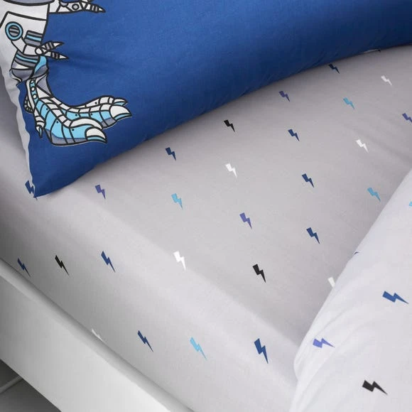 Catherine Lansfield Blue Dinobot Fitted Sheet Dinosaur, Fitted Sheets, Patterned 2 Catherine Lansfield Blue Dinobot Fitted Sheet Dinosaur, Fitted Sheets, Patterned - Image 2