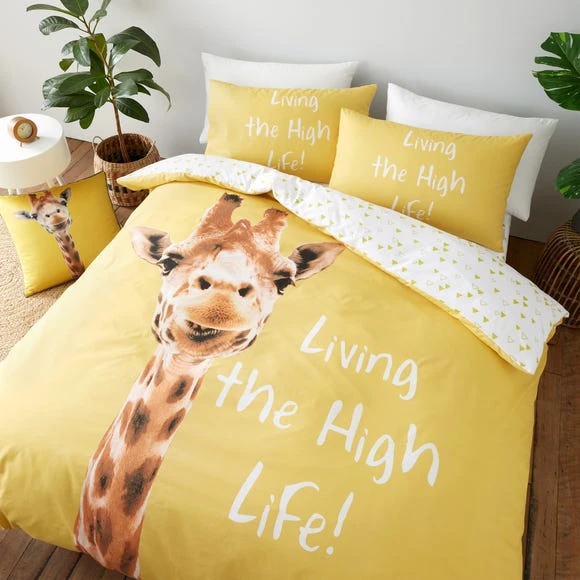 Catherine Lansfield Yellow Giraffe Duvet Cover and Pillowcase Set Patterned, Reversible, Duvet Cover Sets 2 Catherine Lansfield Yellow Giraffe Duvet Cover and Pillowcase Set Patterned, Reversible, Duvet Cover Sets - Image 2