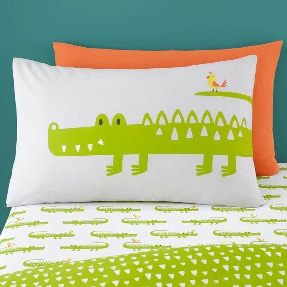 Cosatto Crocodile Smiles 100% Cotton Reversible Duvet Cover and Pillowcase Set Printed, Animals, MultiColoured 3 Cosatto Crocodile Smiles 100% Cotton Reversible Duvet Cover and Pillowcase Set Printed, Animals, MultiColoured - Image 3