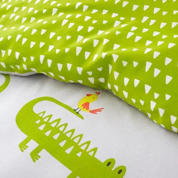Cosatto Crocodile Smiles 100% Cotton Reversible Duvet Cover and Pillowcase Set Printed, Animals, MultiColoured 4 Cosatto Crocodile Smiles 100% Cotton Reversible Duvet Cover and Pillowcase Set Printed, Animals, MultiColoured - Image 4