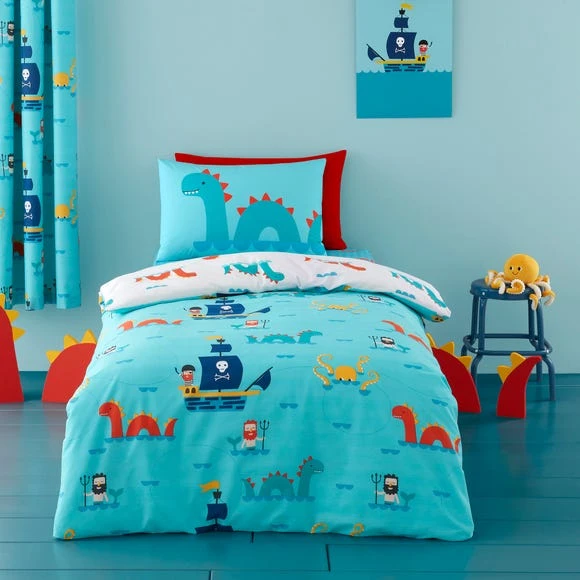 Cosatto Sea Monsters 100% Cotton Reversible Duvet Cover and Pillowcase Set Printed, MultiColoured, Animals 2 Cosatto Sea Monsters 100% Cotton Reversible Duvet Cover and Pillowcase Set Printed, MultiColoured, Animals - Image 2