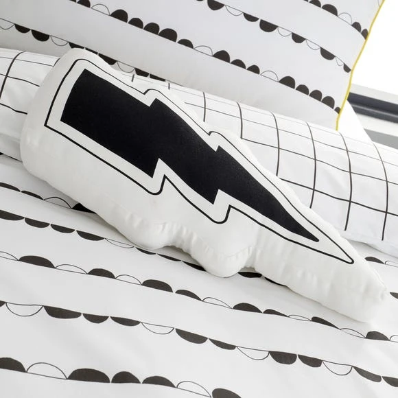 Dunelm Lightning Bolt Cushion Cotton, Monochrome Pop, Kids Cushion 3 Dunelm Lightning Bolt Cushion Cotton, Monochrome Pop, Kids Cushion - Image 3