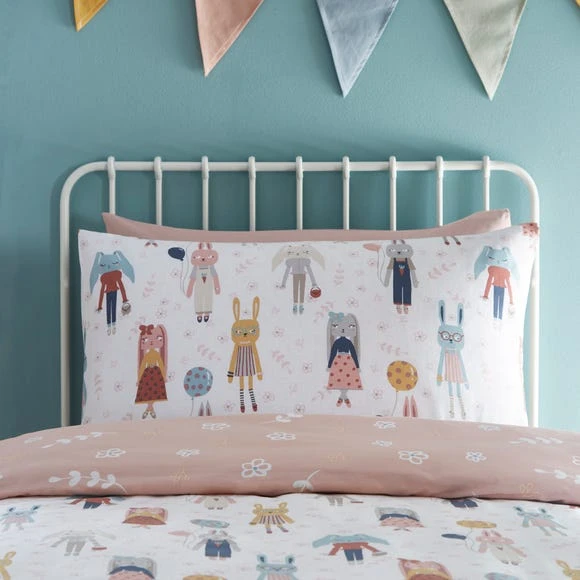 Dunelm Fashion Bunnies Pink 100% Cotton Reversible Duvet Cover and Pillowcase Set Printed, Animals, Duvet Cover Sets 5 Dunelm Fashion Bunnies Pink 100% Cotton Reversible Duvet Cover and Pillowcase Set Printed, Animals, Duvet Cover Sets - Image 5