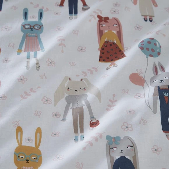 Dunelm Fashion Bunnies Pink 100% Cotton Reversible Duvet Cover and Pillowcase Set Printed, Animals, Duvet Cover Sets 7 Dunelm Fashion Bunnies Pink 100% Cotton Reversible Duvet Cover and Pillowcase Set Printed, Animals, Duvet Cover Sets - Image 7