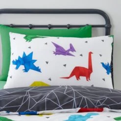 Dunelm Origami Dino 100% Cotton Reversible Duvet Cover and Pillowcase Set Patterned, Dinosaur, Duvet Cover Sets -All Kids And Nursery Sales 2024 1000186823 alt02