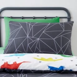 Dunelm Origami Dino 100% Cotton Reversible Duvet Cover and Pillowcase Set Patterned, Dinosaur, Duvet Cover Sets -All Kids And Nursery Sales 2024 1000186823 alt03