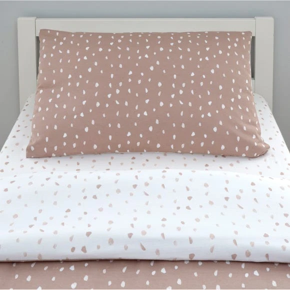 Dunelm Pink Spotted 100% Jersey Cotton Reversible Cot Bed / Toddler Duvet Cover and Pillowcase Set Light Pink, Duvet Cover Sets 4 Dunelm Pink Spotted 100% Jersey Cotton Reversible Cot Bed / Toddler Duvet Cover and Pillowcase Set Light Pink, Duvet Cover Sets - Image 4