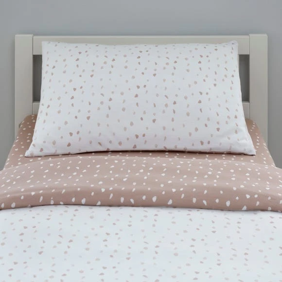 Dunelm Pink Spotted 100% Jersey Cotton Reversible Cot Bed / Toddler Duvet Cover and Pillowcase Set Light Pink, Duvet Cover Sets 5 Dunelm Pink Spotted 100% Jersey Cotton Reversible Cot Bed / Toddler Duvet Cover and Pillowcase Set Light Pink, Duvet Cover Sets - Image 5