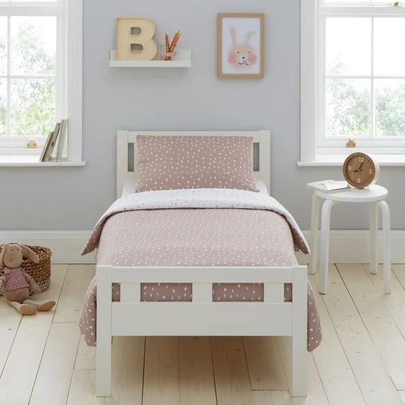 Dunelm Pink Spotted 100% Jersey Cotton Reversible Cot Bed / Toddler Duvet Cover and Pillowcase Set Light Pink, Duvet Cover Sets 2 Dunelm Pink Spotted 100% Jersey Cotton Reversible Cot Bed / Toddler Duvet Cover and Pillowcase Set Light Pink, Duvet Cover Sets - Image 2