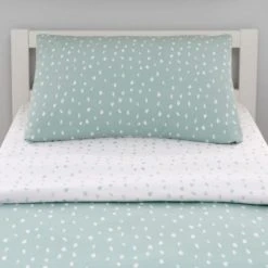 Dunelm Soft Fern Spotted 100% Jersey Cotton Reversible Cot Bed / Toddler Duvet Cover and Pillowcase Set Fern (Green), Duvet Cover Sets -All Kids And Nursery Sales 2024 1000186828 alt02