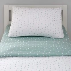 Dunelm Soft Fern Spotted 100% Jersey Cotton Reversible Cot Bed / Toddler Duvet Cover and Pillowcase Set Fern (Green), Duvet Cover Sets -All Kids And Nursery Sales 2024 1000186828 alt03
