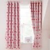 Dunelm Loveable Hearts Blackout Eyelet Curtains Pink, Cotton, Kids