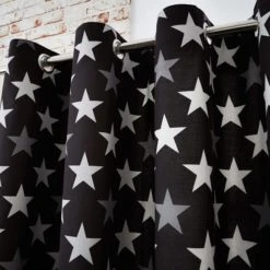 Dunelm Stars Black Blackout Eyelet Curtains Cotton