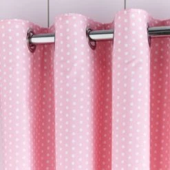Dunelm Pink Polka Dot Blackout Eyelet Curtains Polyester, Kids