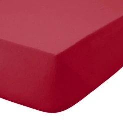 Dunelm Kids Non Iron Plain Dye Red 25cm Fitted Sheet Polycotton, Fitted Sheets