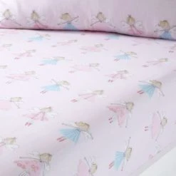 Dunelm Fairies Pink Fitted Sheet Polycotton, Fitted Sheets