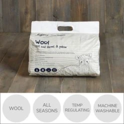 Fogarty Little Sleepers All Seasons Wool Cot Bed Duvet and Pillow Set Duvets, Temperature Regulating, Boho
