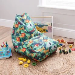 Dunelm Kids Jungle Friends Relaxer Bean Bag Beanbags, Cotton, Patterned