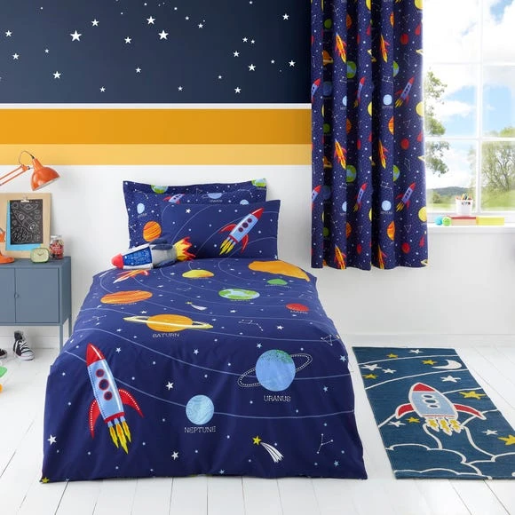 Dunelm Space Glow in the Dark Duvet Cover and Pillowcase Set Duvet Cover Sets, Navy (Blue), Patterned 1 Dunelm Space Glow in the Dark Duvet Cover and Pillowcase Set Duvet Cover Sets, Navy (Blue), Patterned