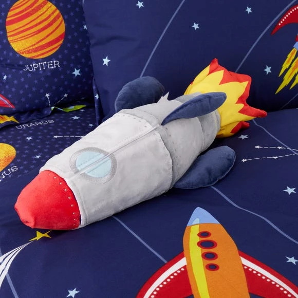 Dunelm Space Rocket Plush Soft Toys, Patterned, Polyester 1 Dunelm Space Rocket Plush Soft Toys, Patterned, Polyester