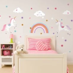 Dunelm Glitter Unicorn Wall Sticker Canvases Prints and Wall Art, Plastic