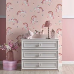 Dunelm Metallic Unicorn Wallpaper Paper, Kids