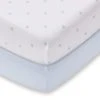 Dunelm Pack of 2 Blue 100% Cotton Jersey Cot Bed Fitted Sheets Plain