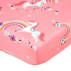 Dunelm Unicorn Fitted Sheet Animals, Pink, Fitted Sheets