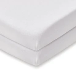 Dunelm Pack of 2 White 100% Cotton Jersey Crib Fitted Sheets Plain, Brushed Cotton