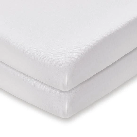 Dunelm Pack of 2 White 100% Cotton Jersey Crib Fitted Sheets Plain, Brushed Cotton 1 Dunelm Pack of 2 White 100% Cotton Jersey Crib Fitted Sheets Plain, Brushed Cotton