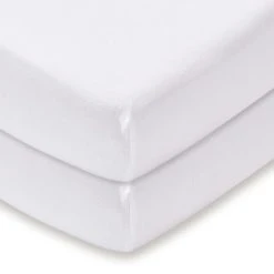 Dunelm Pack of 2 White 100% Cotton Jersey Cot Bed Fitted Sheets Plain