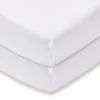 Dunelm Pack of 2 White 100% Cotton Jersey Cot Fitted Sheets Plain