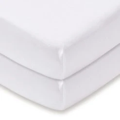 Dunelm Pack of 2 White 100% Cotton Jersey Cot Fitted Sheets Plain