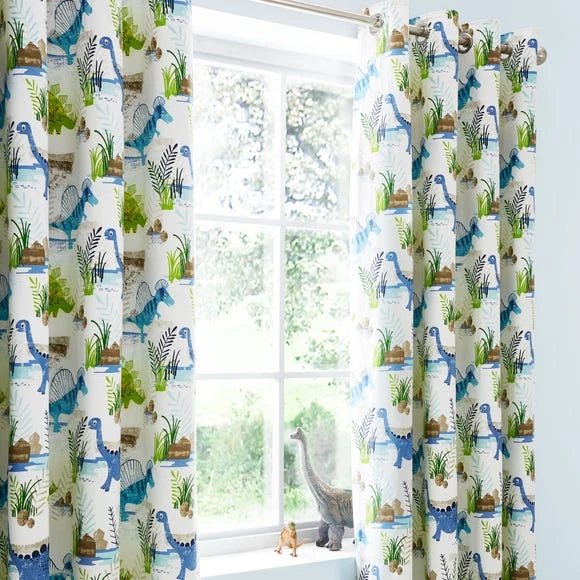 Dunelm Roar! Dinosaur Blackout Eyelet Kids Curtains Eyelet Curtains, Green, Polycotton 1 Dunelm Roar! Dinosaur Blackout Eyelet Kids Curtains Eyelet Curtains, Green, Polycotton