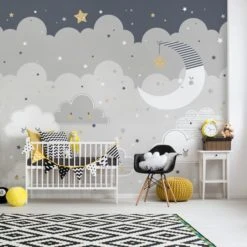 Dunelm Floating Clouds Mural Murals, Kids, Paper