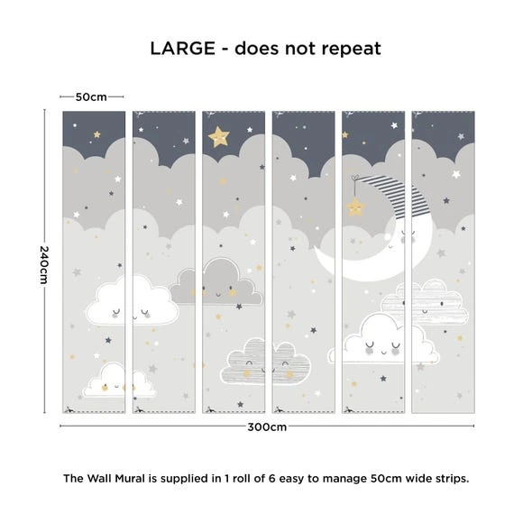 Dunelm Floating Clouds Mural Murals, Kids, Paper 3 Dunelm Floating Clouds Mural Murals, Kids, Paper - Image 3