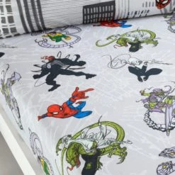 Disney Marvel Spider-Man Fitted Sheet Patterned, Polycotton, White