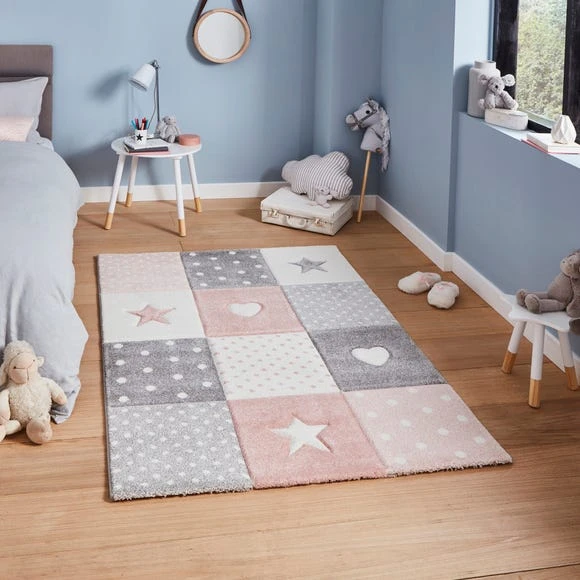 Dunelm Pink Stars, Hearts and Polka Dot Rug Rugs, Polyester, Patterned 1 Dunelm Pink Stars, Hearts and Polka Dot Rug Rugs, Polyester, Patterned