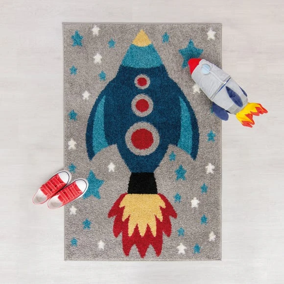 Dunelm Space Rocket Rug Polypropylene, Patterned, Rugs 1 Dunelm Space Rocket Rug Polypropylene, Patterned, Rugs