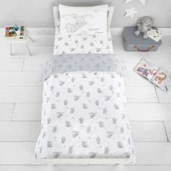 Disney Dumbo 100% Cotton Cot Bed / Toddler Duvet and Pillowcase Set Duvet Cover Sets, Printed, Reversible