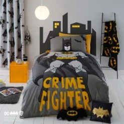 Batman Single Reversible Duvet Cover and Pillowcase Set Patterned, Polycotton, Duvet Cover Sets