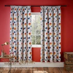 Harry Potter Blackout Pencil Pleat Curtains Patterned, MultiColoured, Polycotton