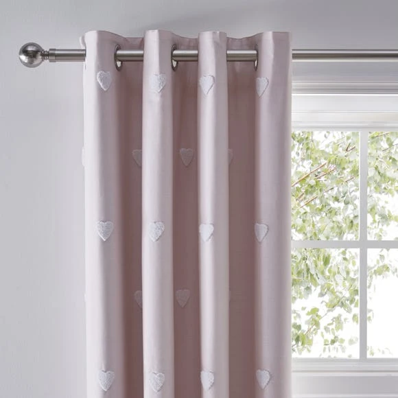 Dunelm Pink Tufted Hearts Blackout Eyelet Curtains Cotton 1 Dunelm Pink Tufted Hearts Blackout Eyelet Curtains Cotton
