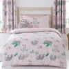 Dunelm Pink Pretty Sloth Duvet Cover and Pillowcase Set Reversible, Printed, Polycotton