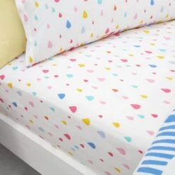 Dunelm Elements Rainbow Geometric 100% Cotton Fitted Sheet Fitted Sheets, Printed, MultiColoured
