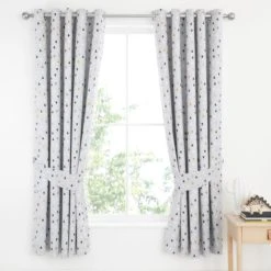 Dunelm Elements Geosaurus 100% Cotton Blackout Eyelet Curtains MultiColoured, Printed